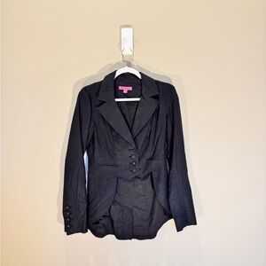 Betsey Johnson Black Women's Blazer Tuxedo with removable back bow